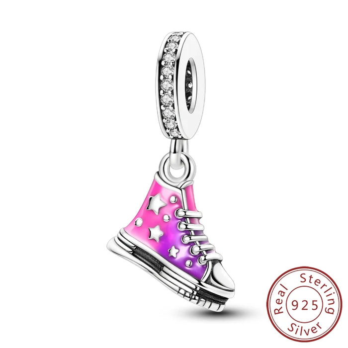 925 Sterling Silver Shoe Pendant Charm Fits Bracelets & Necklaces