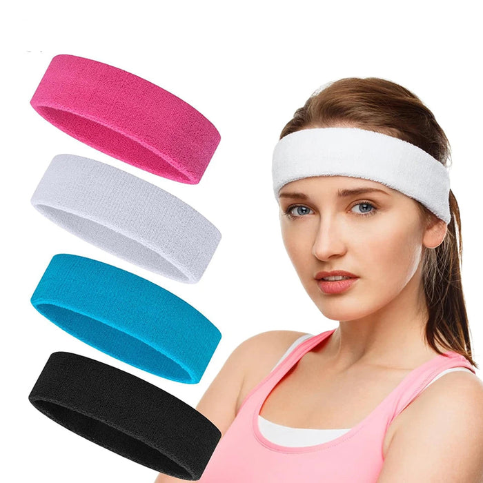 Sport Headbands For Men & Women Terry Cloth Sweat Band For Tennis Running Basketball Fitness