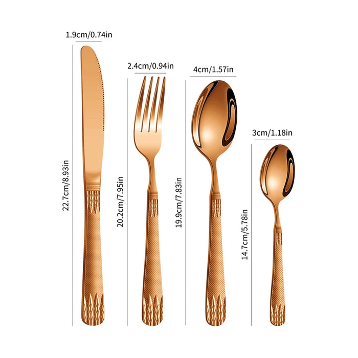 4 / 6 / 16 / 24 Piece Stainless Steel Rose Gold Cutlery Set For Family & Hotel
