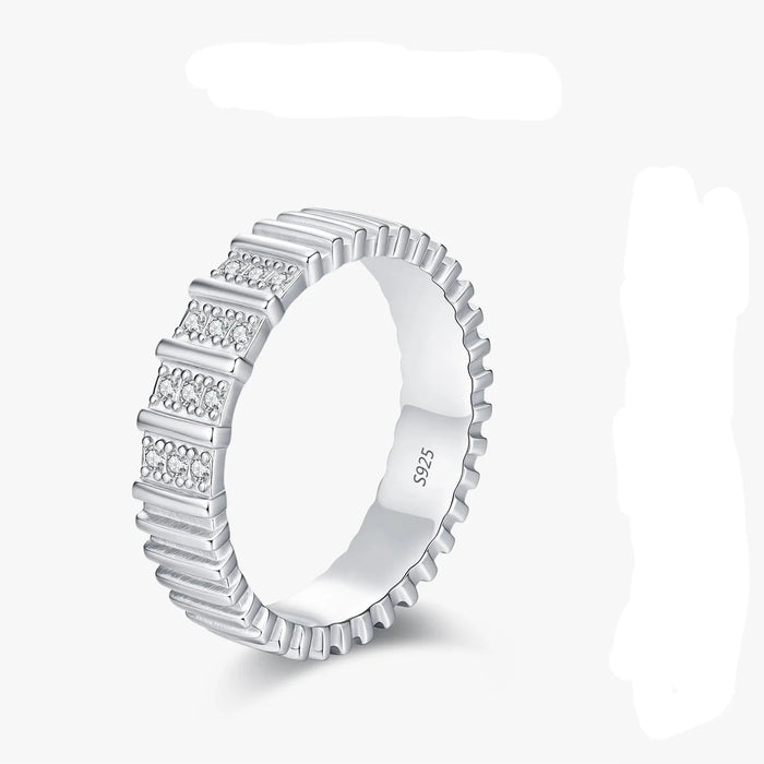 925 Sterling Silver Dazzling D Colour Moissanite Eternity Ring