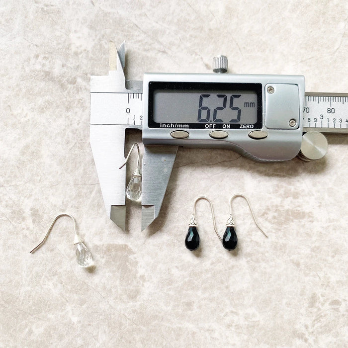 925 Sterling Silver Crystal Water Drop Earrings European Style Women