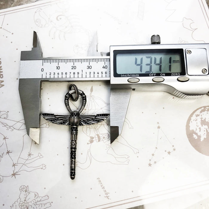 925 Sterling Silver Ankh Cross Pendant With Scarab Ethnic Jewelry For Men & Women