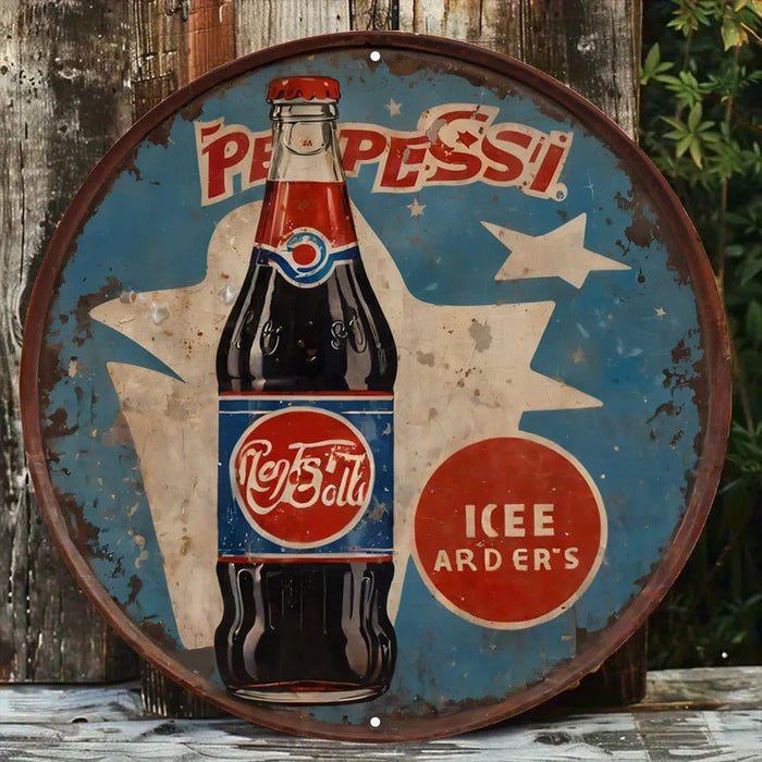 Retro Pepsi Metal Sign Colorful Cartoon Style