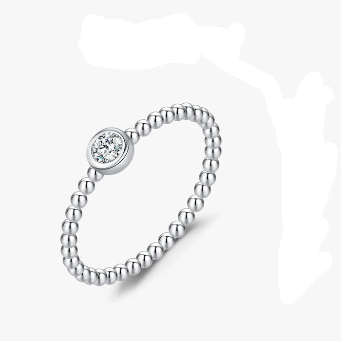 925 Sterling Silver Moissanite Bezel Ringtrendy Stackable For Women