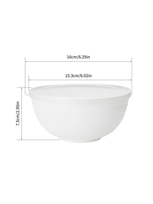 2 / 4 / 6 Piece Reusable White Plastic Bowls With Lids