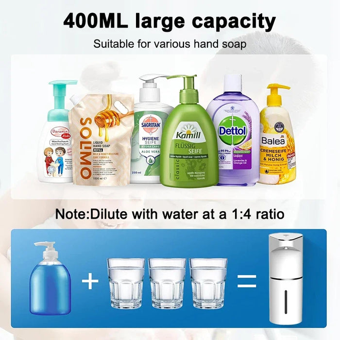 Touchless Automatic Soap Dispenser 1200Mah 400Ml Capacity Home Bathroom Hand Washer