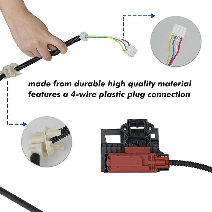 W10404050 Lid Lock Latch Switch 4 Wire Switch Compatible With Whirlpool Washing Machine W10238287 Ap5263307 Ps3497627