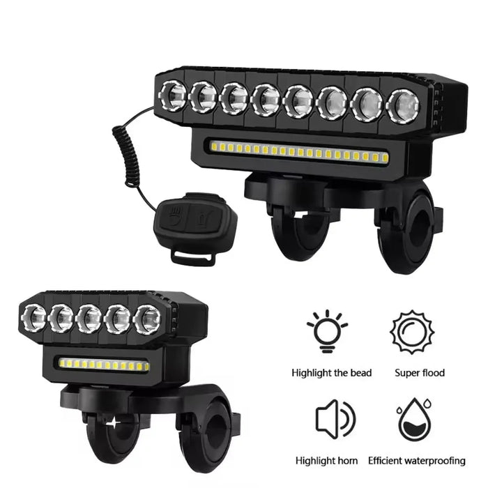 Usb Rechargeable Bike Light With Horn 6 Modes