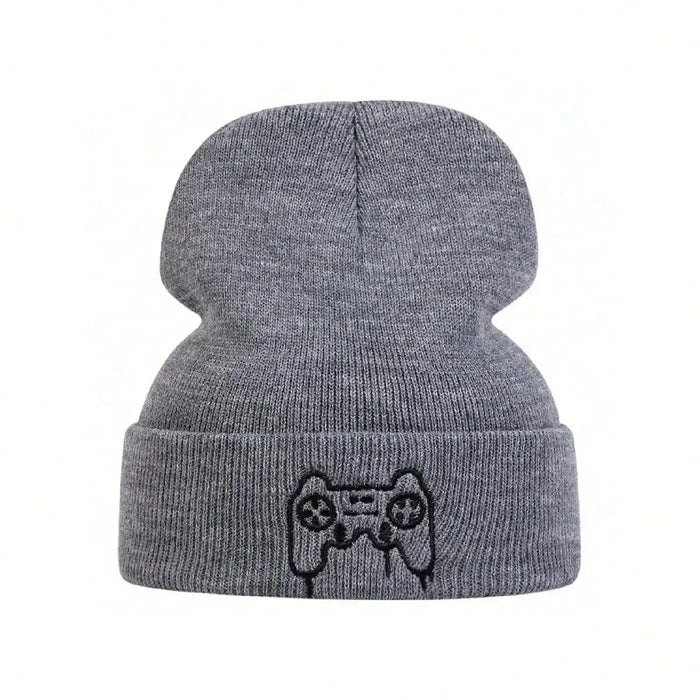 Unisex Game Console Controller Embroidery Beanie Warm Knit Hat For Autumn / Winter Hip Hop Cap For Women / Men