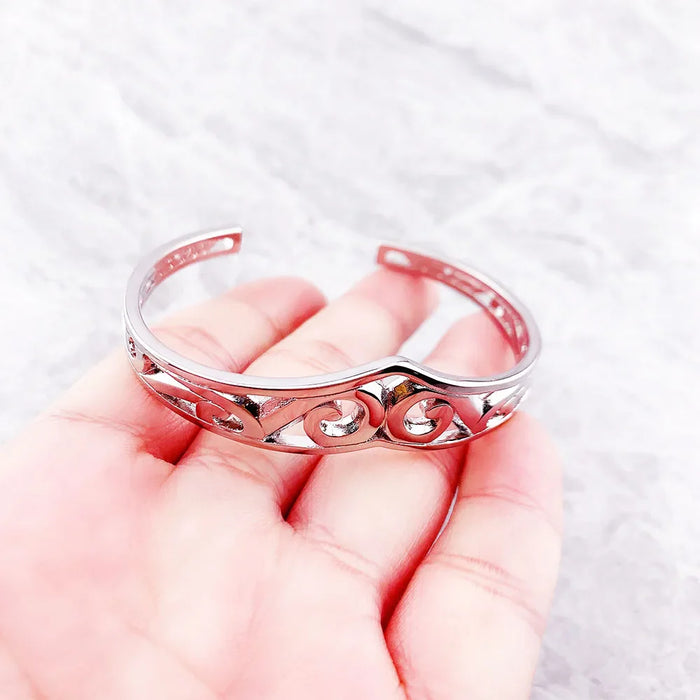 925 Sterling Silver Maori Ornament Bangle Ethnic For Women