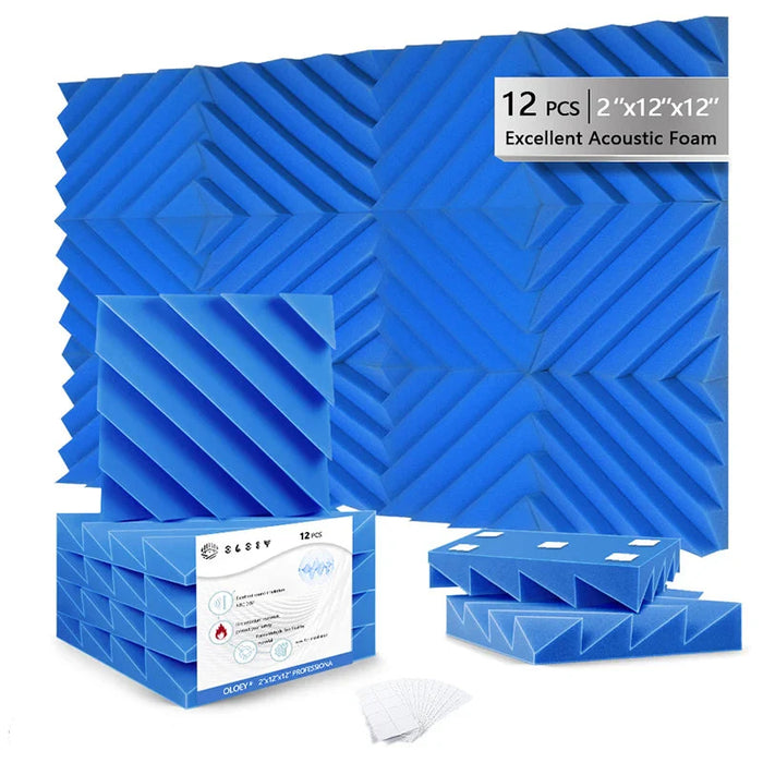 12 Pieces Soundproof Foam Panels For Door Wall Home Office Sound Absorption Treatment Wedges