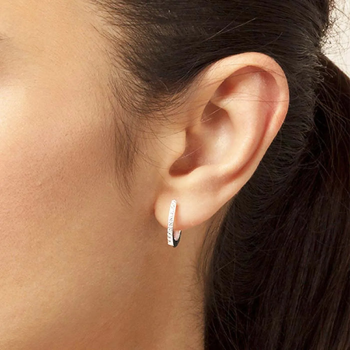 925 Sterling Silver En Vogue Creole Hoop Earrings Classic Rose Design