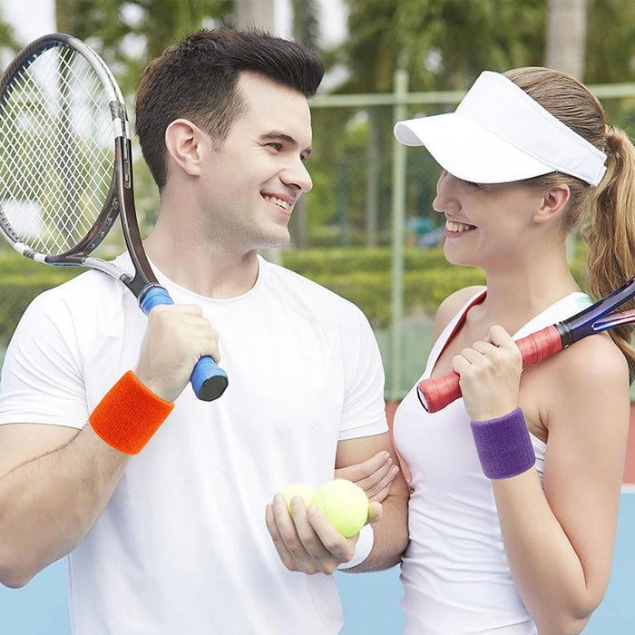 Pair of Breathable Cotton Wrist Sweatbands For Men & Women