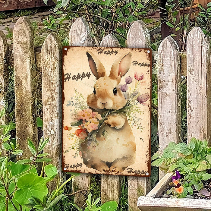 Easter Bunny Metal Sign For Cafe Or Living Room Decor