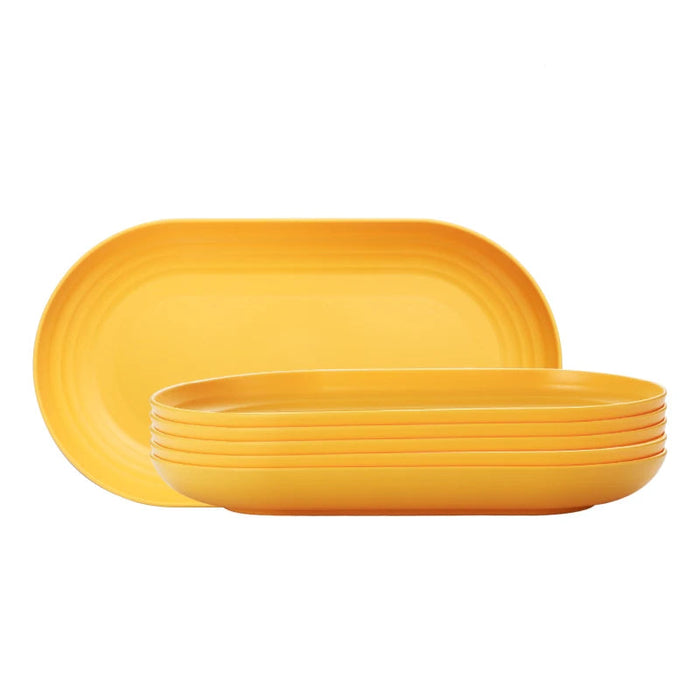 2 / 4 / 6 Piece Reusable Plastic Oval Plates For Restaurant Family Kitchen Picnic Camping