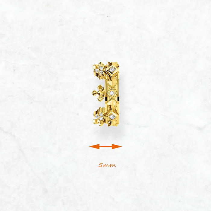 925 Sterling Silver Gold Crown Ear Cuff Vintage Style Women