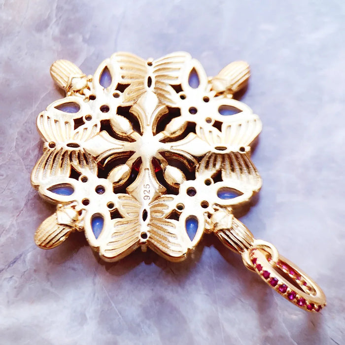 925 Sterling Silver Bohemian Butterfly Kaleidoscope Pendant Gift For Her