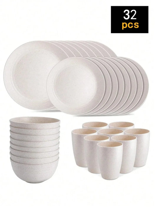 4 / 16 / 24 Piece Reusable Plastic Tableware Set For Family Picnics & School Supplies