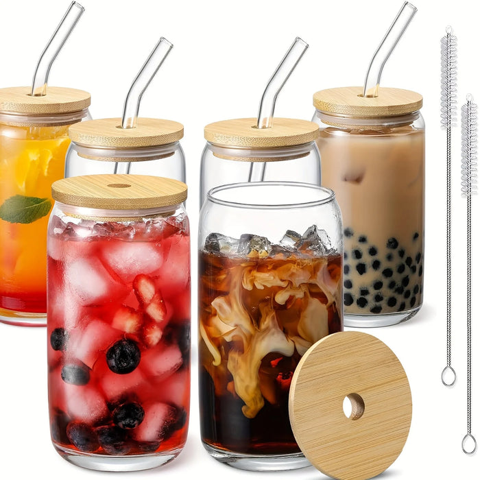 2 / 4 / 6 / 8 Piece 16Oz Can Shaped Glasses With Lids & Straws Insulated