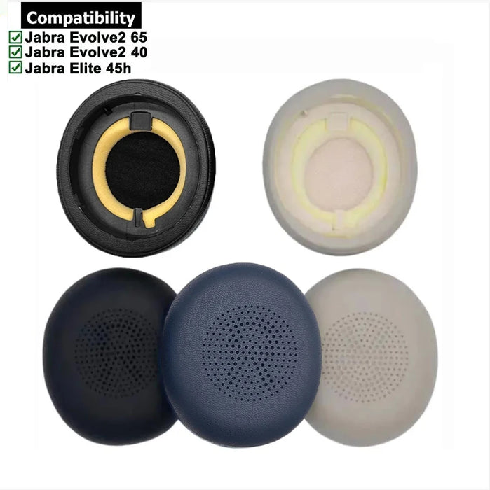 Pair of Protein Leather Earpads For Jabra Evolve2 65 / 40 Uc Ms Mono Elite 45H Headphones