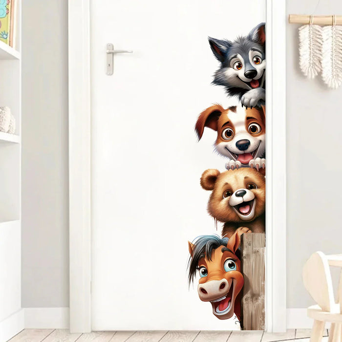 Adorable Animal Door Stickers For Kids Room Decor