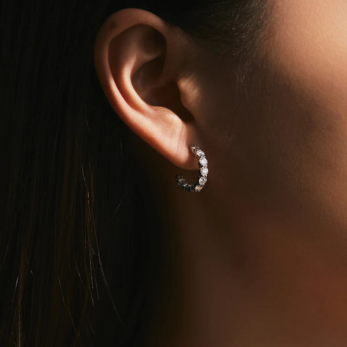 925 Sterling Silver Dazzling C-Shaped Moissanite Earrings In For Women