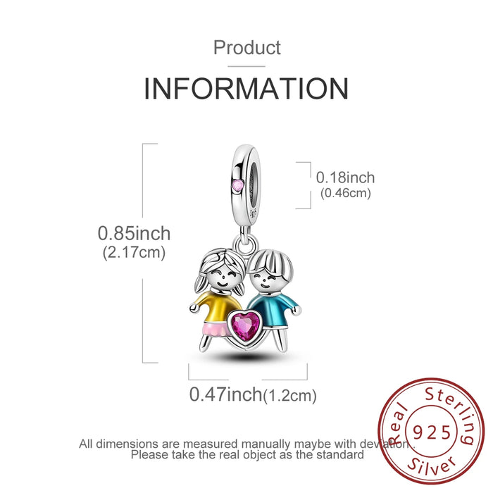 925 Sterling Silver Love Charms For Couples Forever Boy & Girl Pendant For Diy Gift