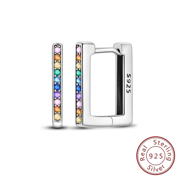 925 Sterling Silver Square Hoop Earrings For Women Simple & Elegant