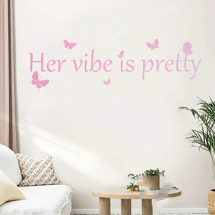 Pretty Pink Text Wall Sticker For Girls Room Decor