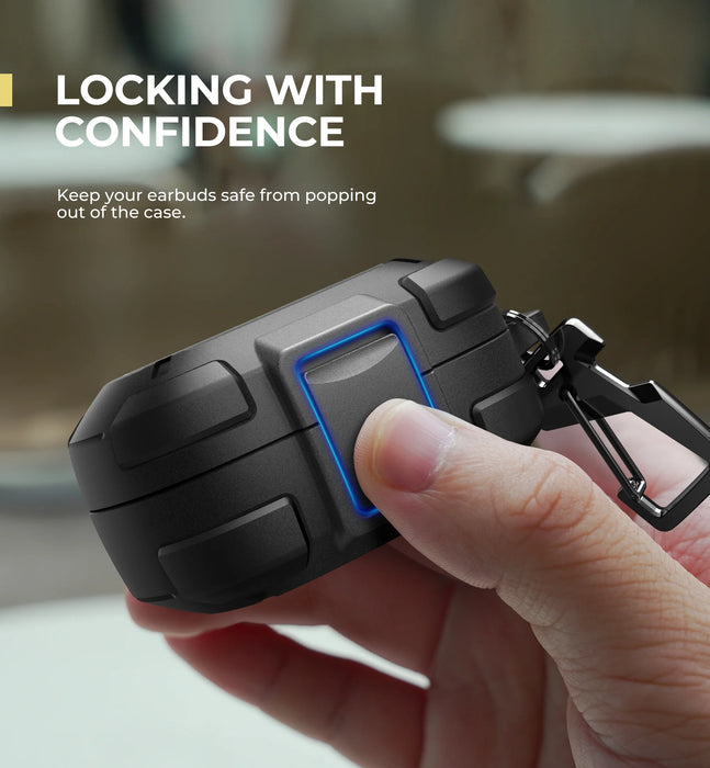 For Bose Quietcomfort Earbuds 2024 Rugged Case Shockproof Protective Case With Secure Lock Clip Carabiner & Keyring