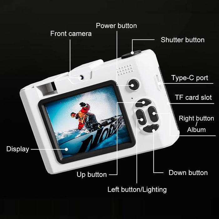 M16 Retro Mini Camera Dual Lens Hd Digital Camera Multi Function Compact Photography Camera Photo Video Camera For Kid Adult