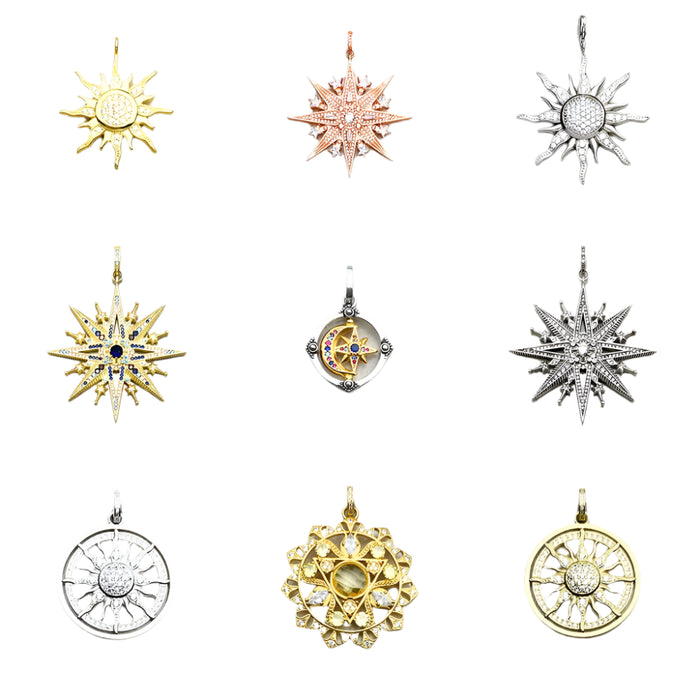 925 Sterling Silver Sun Star Cz Pave Pendant Fine Jewelry For Men & Women