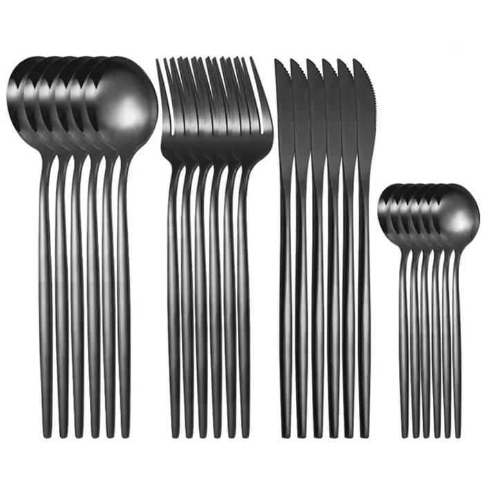 24 Piece Golden Stainless Steel Flatware Set