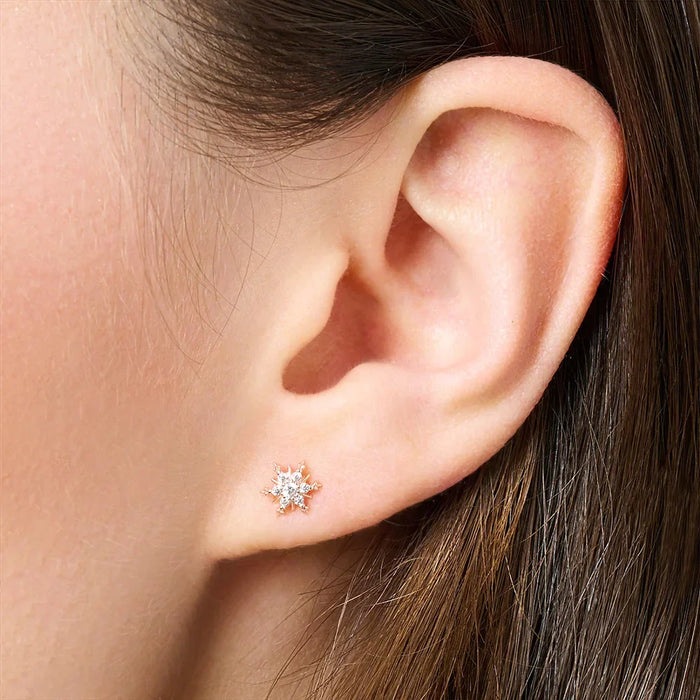 925 Sterling Silver Snowflake Necklace & Earring Set Romantic Gift