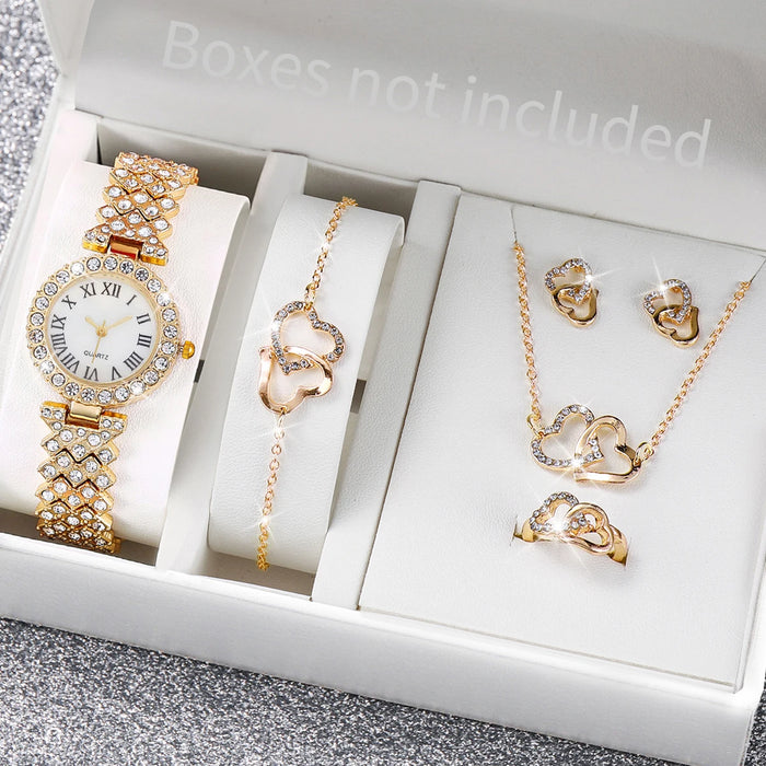 6 Piece Diamond Steel Band Watch Set