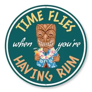Rum-Fueled Tiki Bar Sign Metal Decor