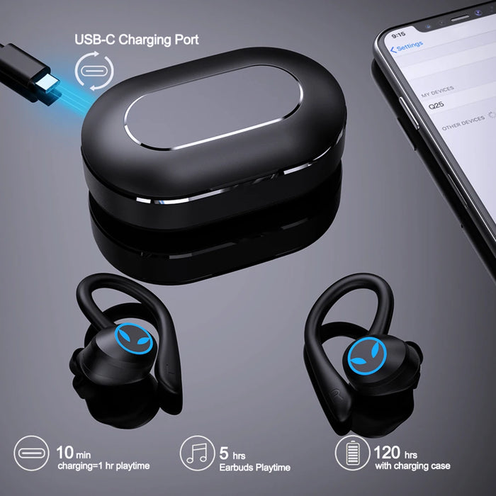 Q25 Wireless Earbuds Bluetooth 5.1 Headphones Noise Cancelling Hifi 9D Stereo Bass Earphone Headset With Microphone For Iphone
