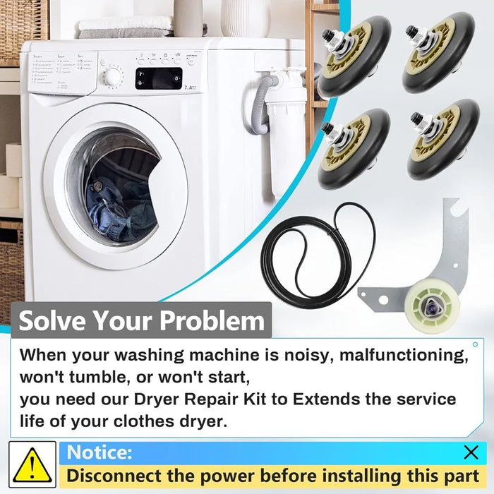 134715900 Dryer Drum Roller Assembly & 134793500 Dryer Idler Pulley & 137315300 Dryer Belt For Electrolux / Frigidaire Dryer