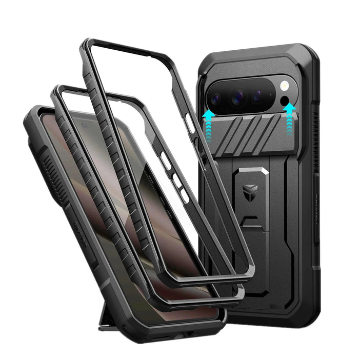 For Google Pixel 10 Pro Xl Kickstand Rugged Bumper Shockproof Case With Slide Camera Case And Built-In Screen Protector