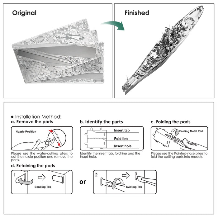 Diy 3D Battleship Puzzle Kit For Home Decor