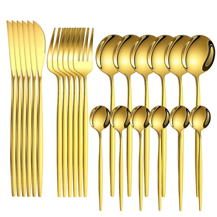 4 / 6 / 16 / 24 Piece Gold Stainless Steel Tableware Set For Home Restaurant Hotel Party Includes Knife Fork Spoon
