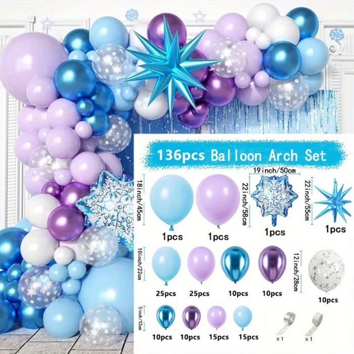 136Pcs Snowflake Balloon Arch Set Perfect For Winter Wonderland Themed Parties Ideal For Wedding Birthdayanniversary Celebrations