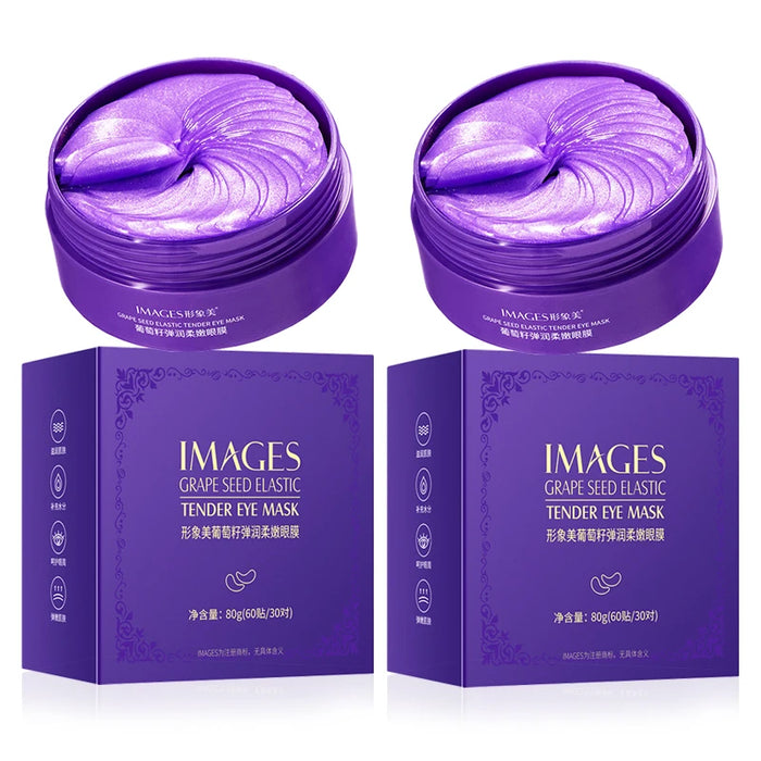 60 Piece Grape Crystal Collagen Eye Mask Anti Dark Circles Bags Aging Moisturizing Patches For Eyes