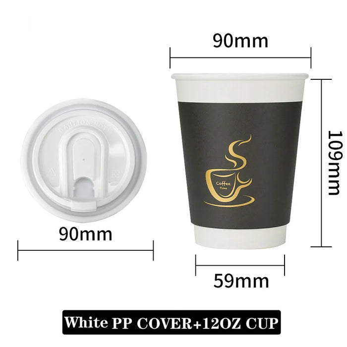 24 Piece Disposable Cups With Lids For Hot / Cold Drinks 8 / 12Oz