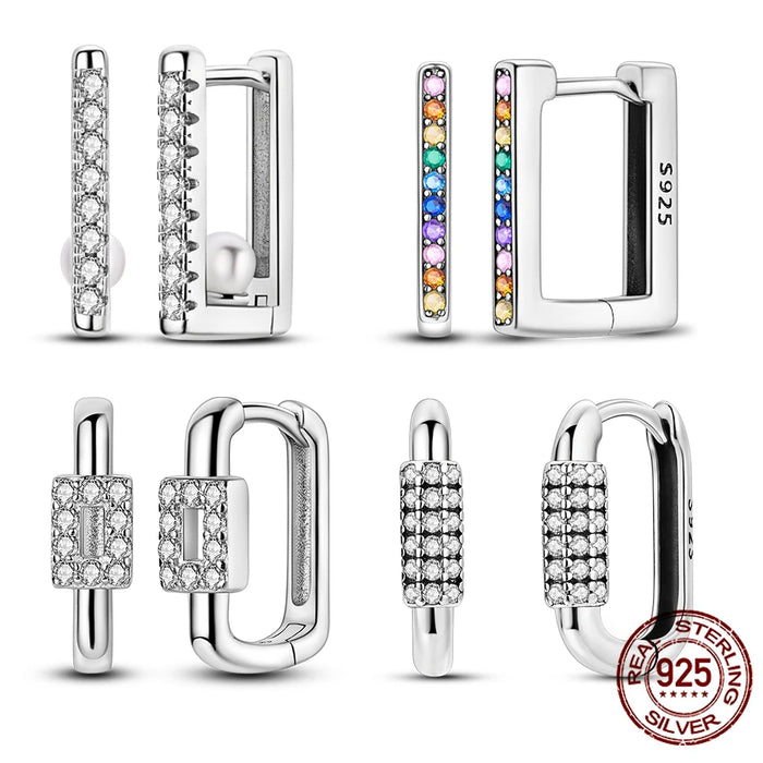 925 Sterling Silver Square Hoop Earrings For Women Simple & Elegant