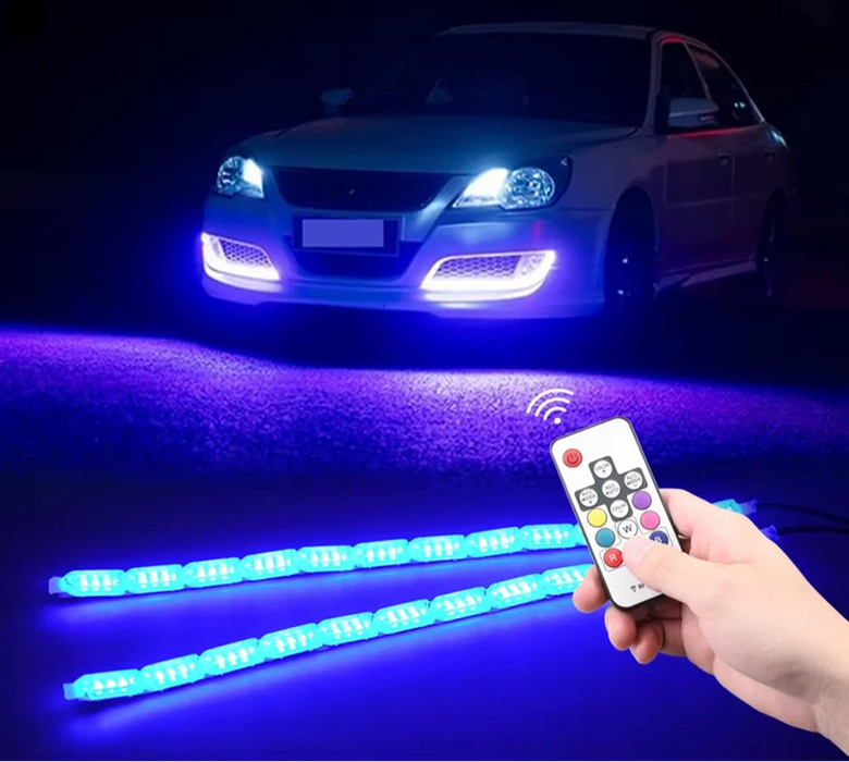 2Pcs Rgb Drl Led Daytime Running Light Strip Remote Control 12V