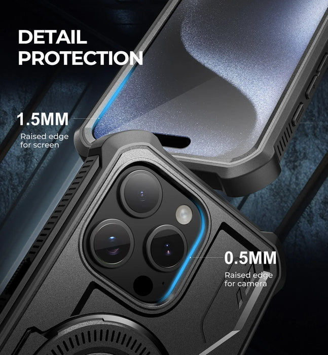 For Iphone 15 Pro Max Compatible Magsafe Full-Body Shockproof Shell Case Holder With Built-In Screen Protector