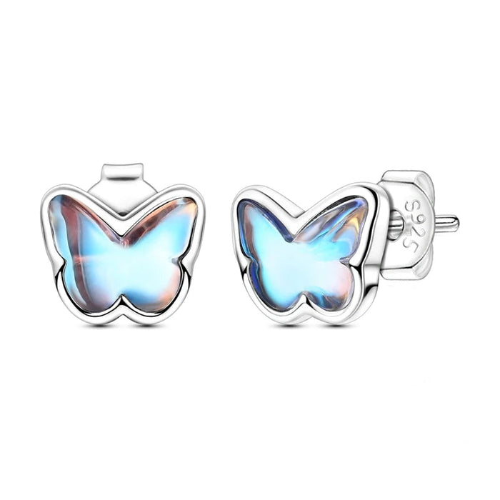 925 Sterling Silver Moonlight Butterfly Stud Earrings Fine Jewelry For Women