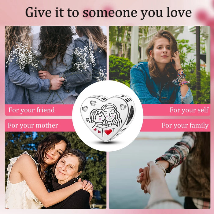 925 Sterling Silver Love Mom Charms Fine Diy Jewelry