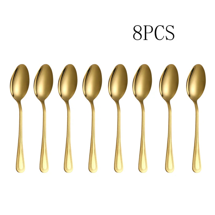 4 / 8 / 12 Piece Light Gold Stainless Steel Dessert / Coffee Spoons For Home / Hotel / Restaurant